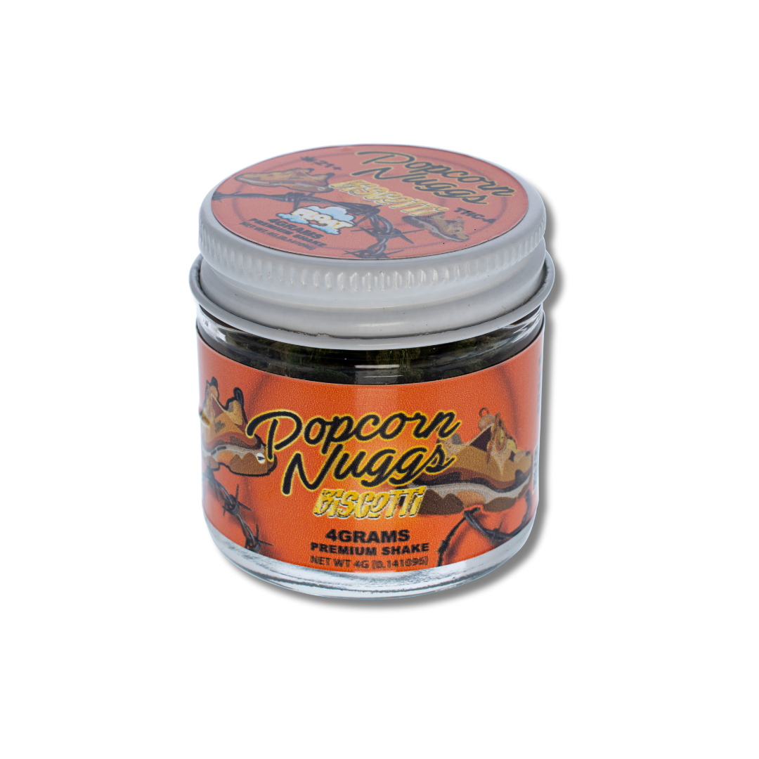 FLOAT Biscotti THCa Pebbles in a glass jar