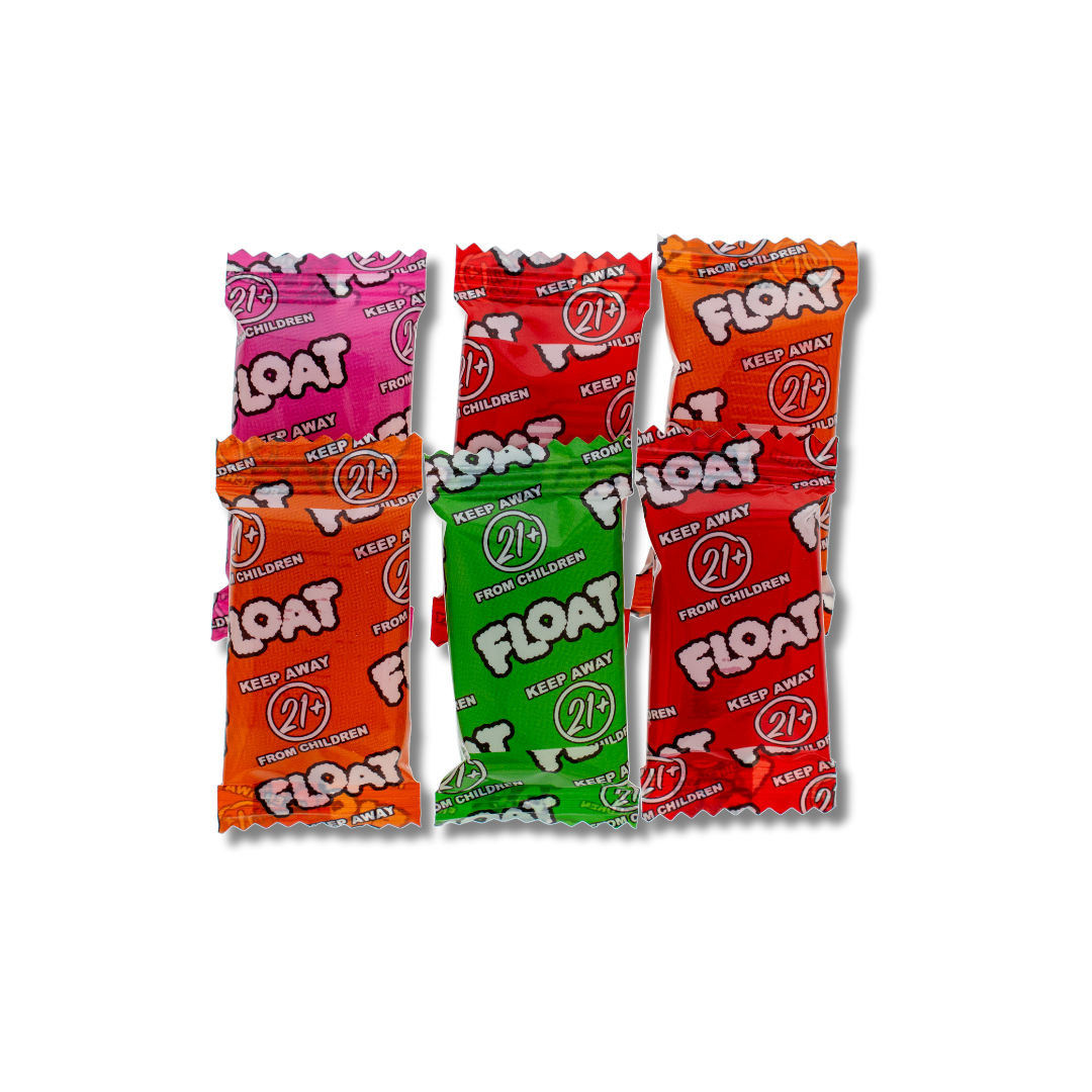 FLOAT Mushrooms™ Hard Candies in colorful wrappers for mood and mind enhancement.