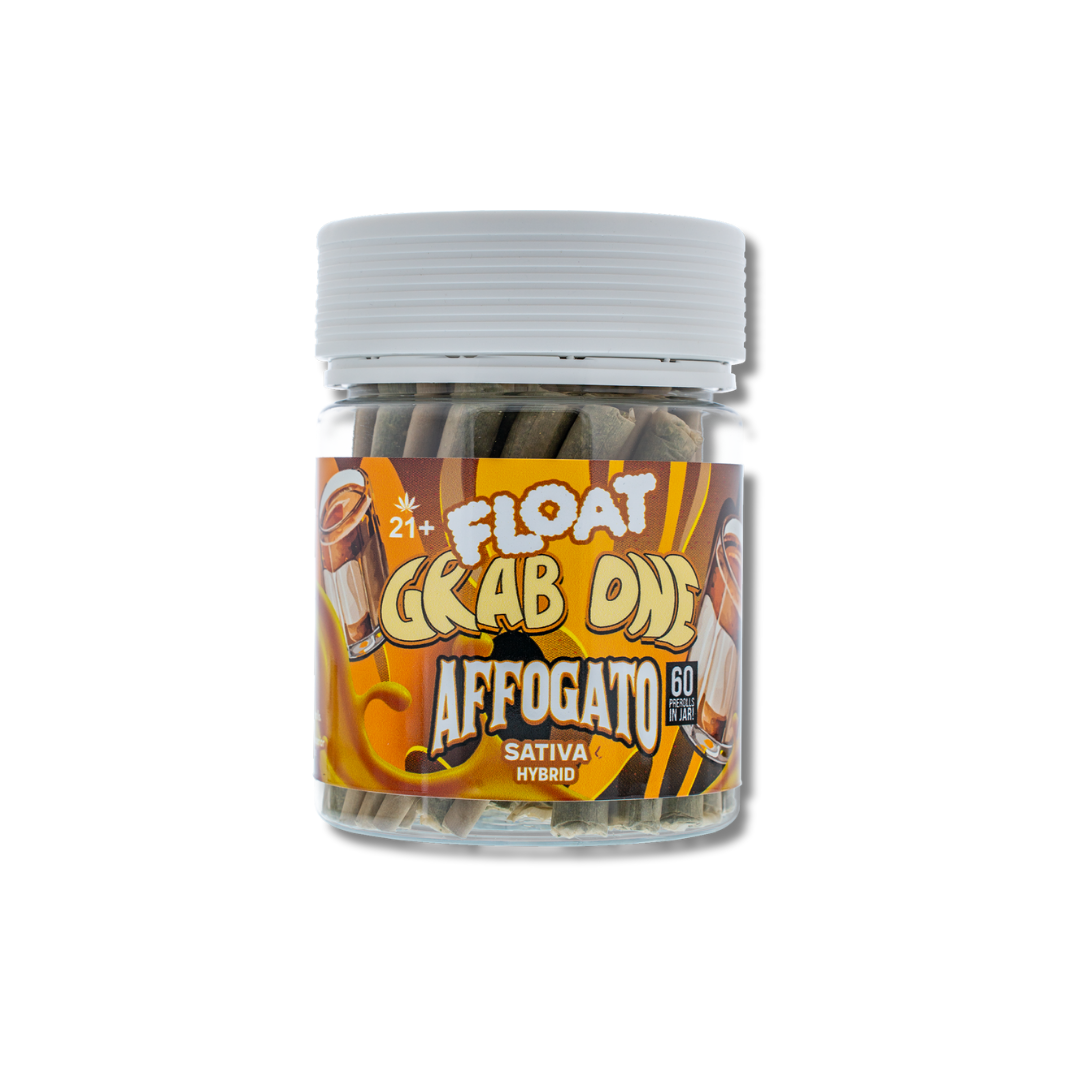 FLOAT THCa Pre-roll Jar Affogato - Sativa hybrid 60 count.