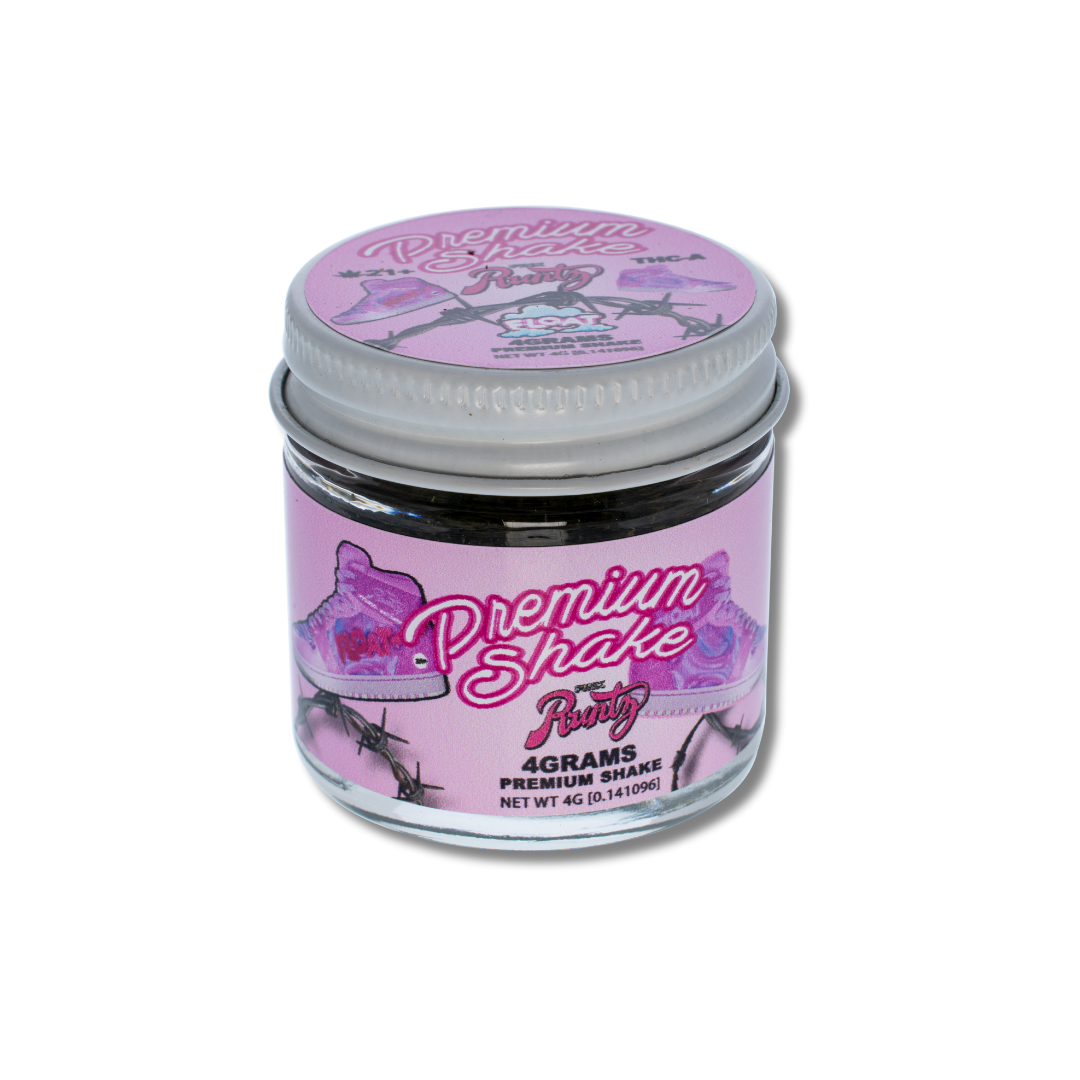 FLOAT THCa 4g Jar Premium Shake - Runtz with soothing, mood-enhancing benefits in a clear jar.