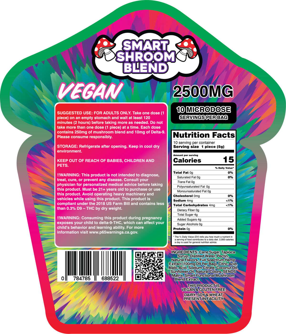 FLOAT Mushrooms Gummies pouch featuring 10mg Delta-9 THC and Lion's Mane Reishi blend.
